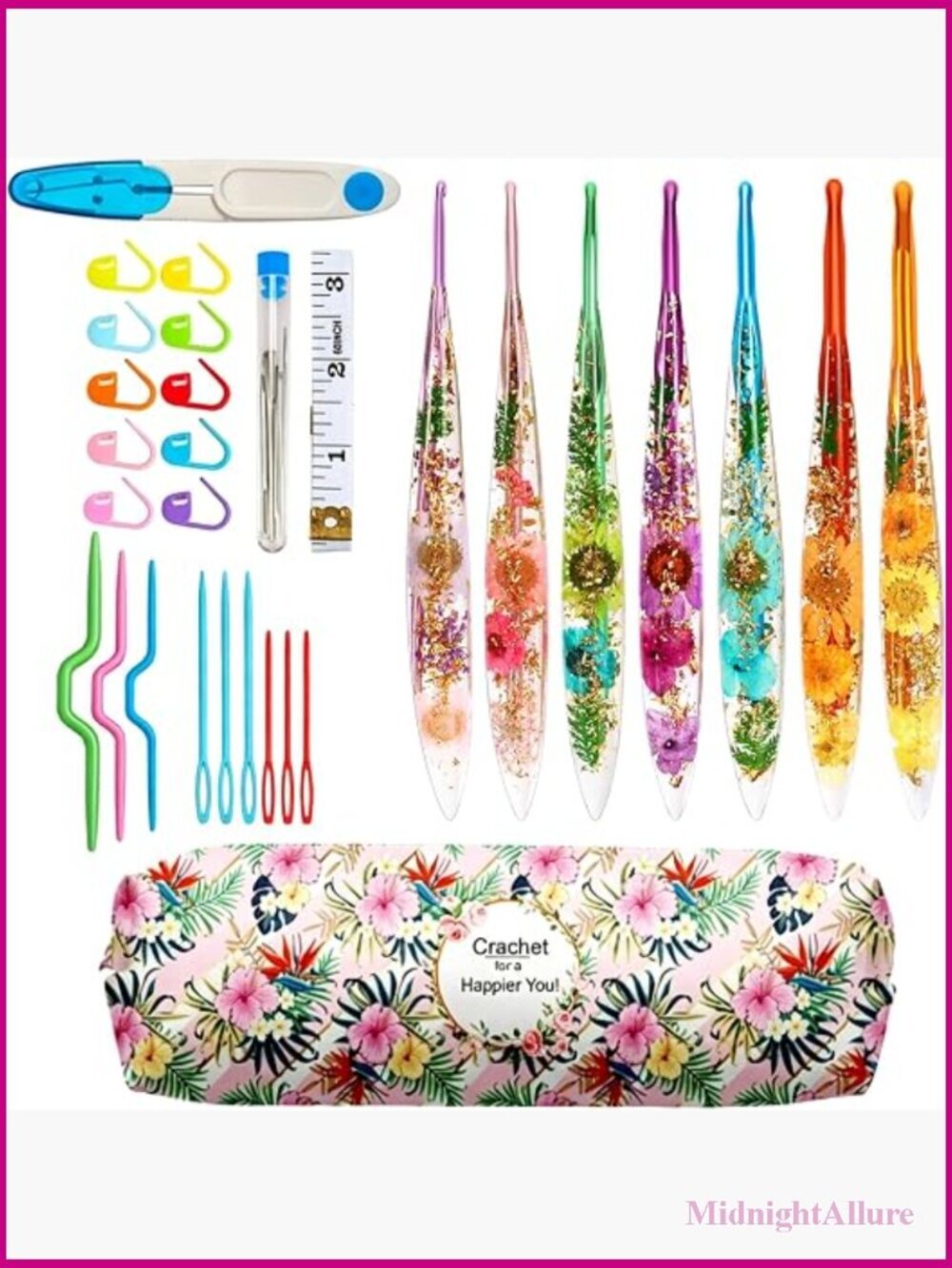 Resin Crochet Hook Set Ergonomic Grips 6 Sizes with Accessories